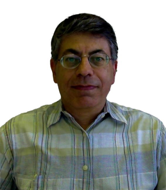 A person wearing a light green and grey striped button-up shirt.