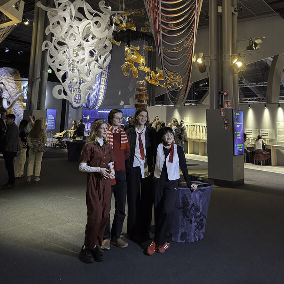 At the opening in Heureka, from left: Zofia Alka, Tino Poutiainen, Elmo Päällysaho and Qiong Wu.