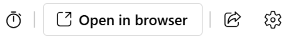 Toolbar with icons: timer, open in browser, share, and settings.