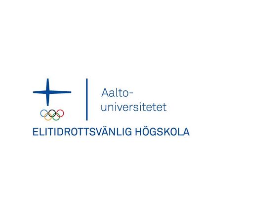 Logo med text elitidrottsvänlig högskola och Aalto-universitetet