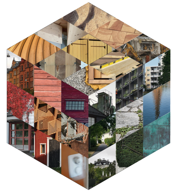 Cube made of different building components.