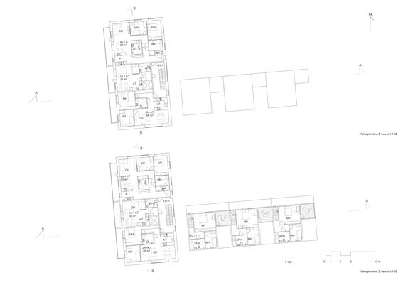 A detailed architectural floor plan showing rooms, dimensions, and measurements for a multi-storey building.