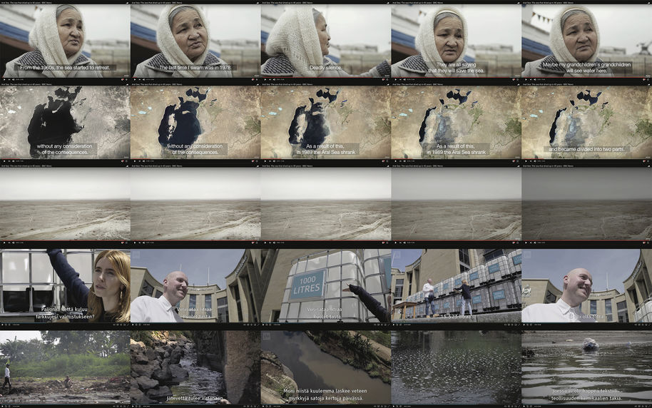 Screenshots from “Aral Sea: The sea that dried up in 40 years - BBC News” (2015) and “Stacey Dooley Investigates - Fashion's Dirty Secrets” (2018). 