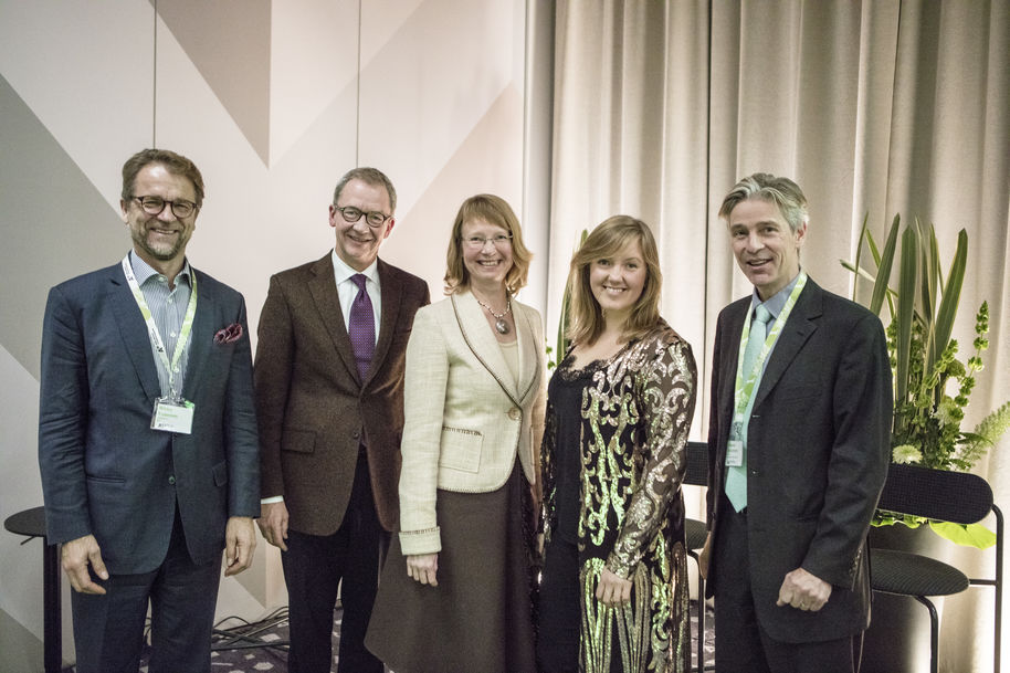 Speakers of the event. Mikko Kosonen, Idar Kreutzer, Minna Halme, Katariina Helaniemi and Ingmar Björkman. Photographer Lasse Lecklin.
