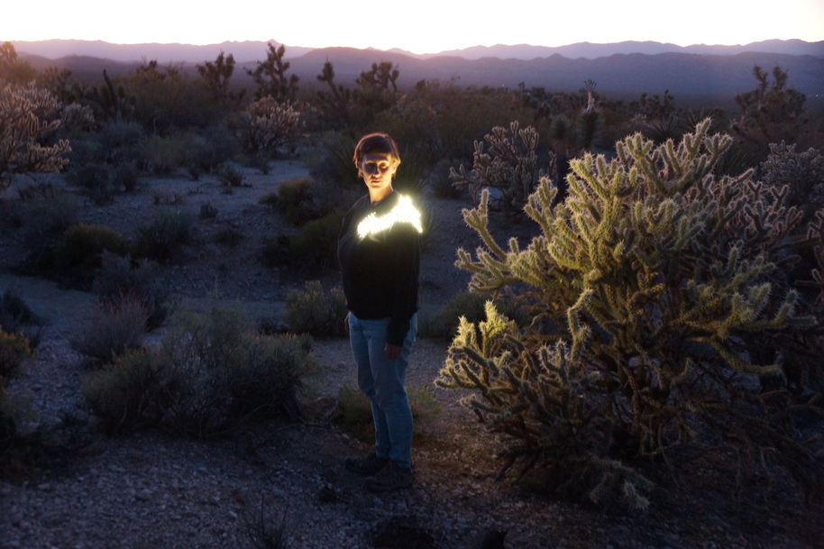 a person in desert wearing an electronic textile