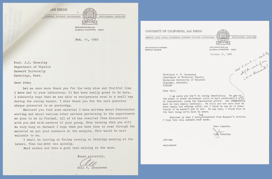 Näytteitä Lounasmaan arkistoidusta kirjeenvaihdosta.