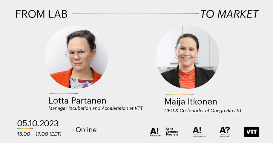 Pictures of  the event speakers Lotta Partanen and Maija Itkonen.