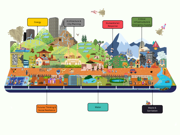 Figure 1. Sustainable Built Environment Course Infographic. The themes listed represent the course's thematic weeks. Created by Bhattarabhop Viriyaroj (2024) using Canva.