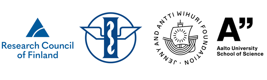 Logos of Research Council of Finland, Instrumentarium Science Foundation, Jenny and Antti Wihuri Foundation, and Aalto University School of Science
