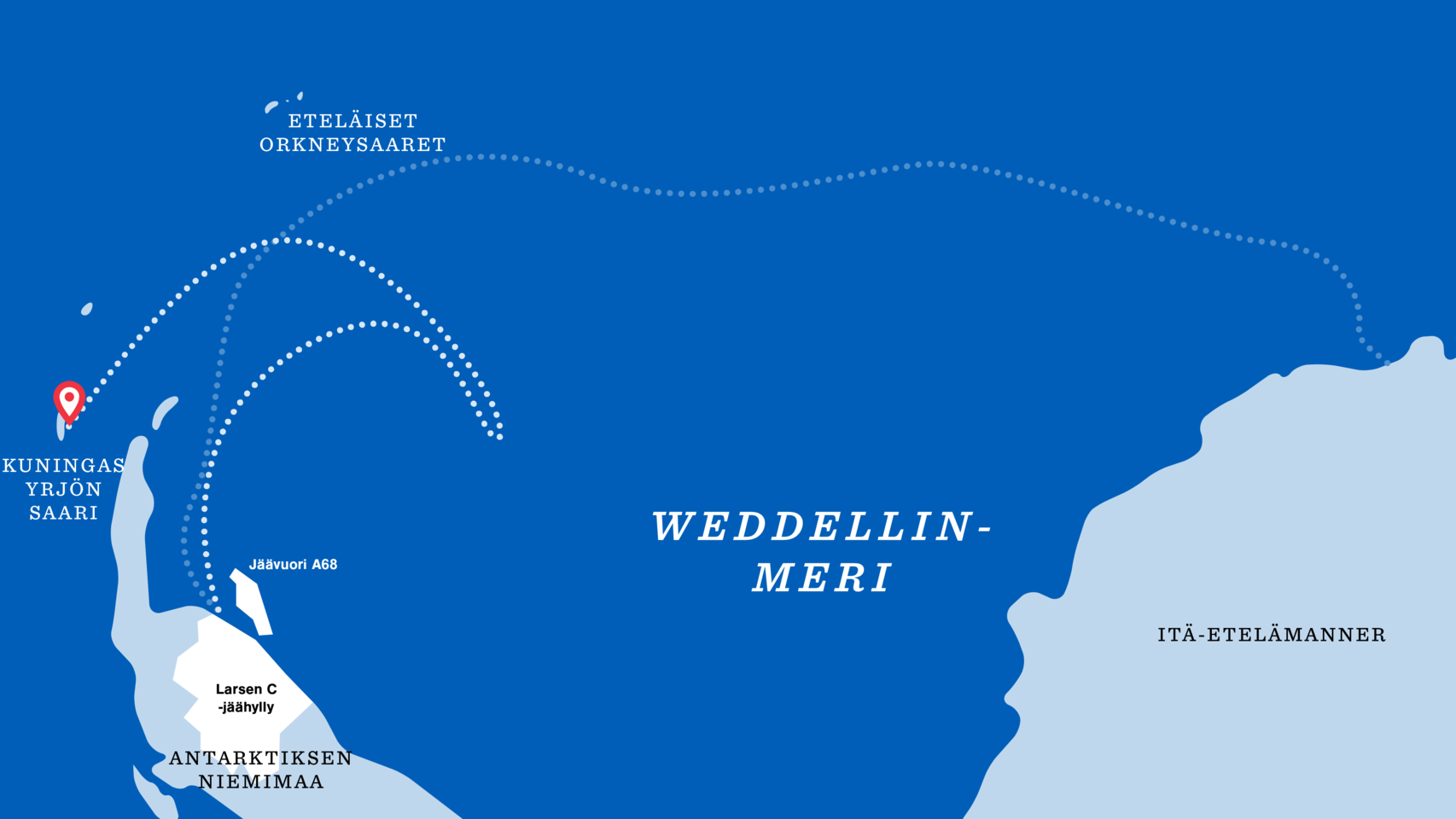 Larsen C:ltä Kuningas Yrjön saarelle