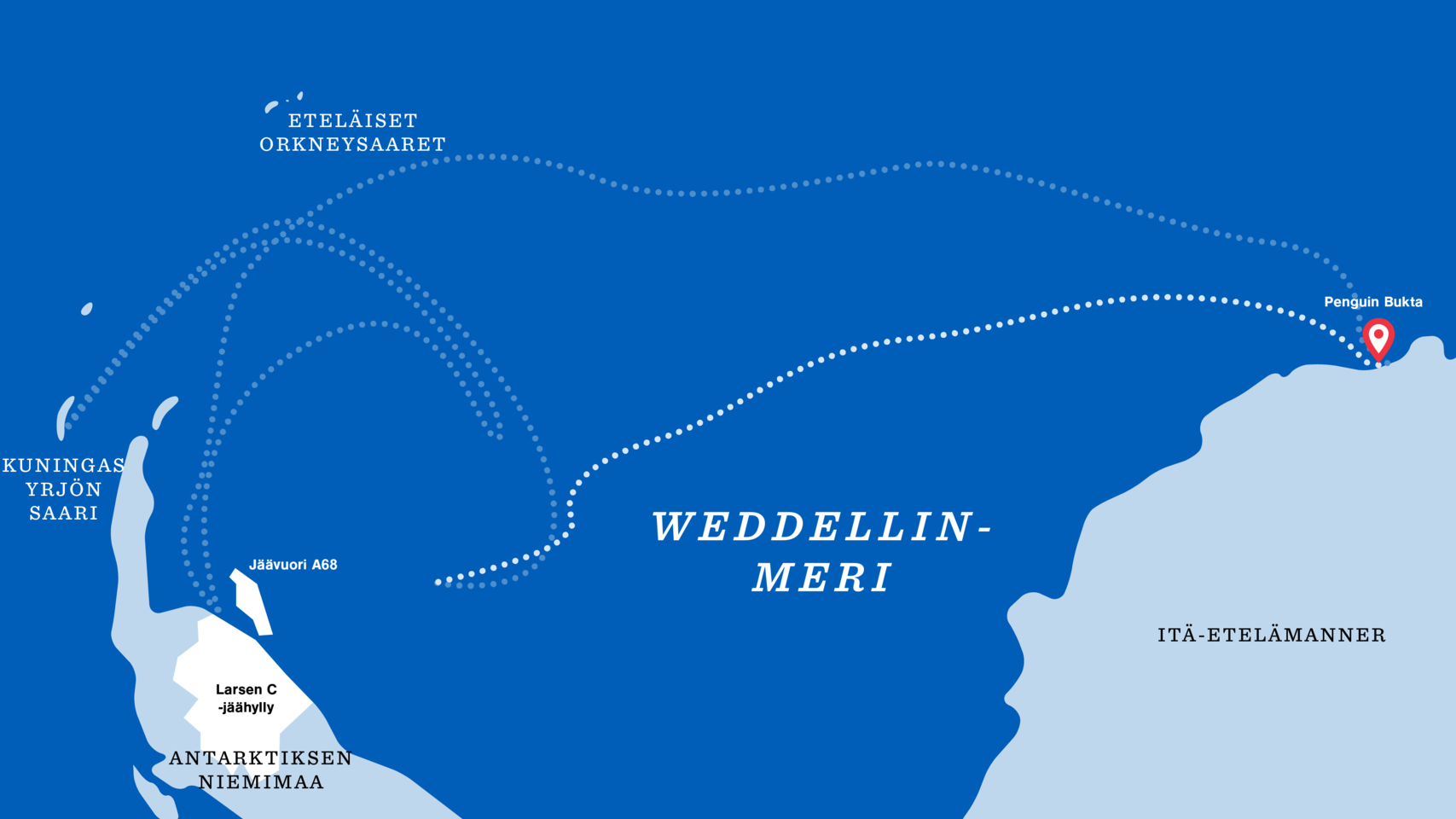 Endurancen uppoamispaikalta Penguin Buktalle