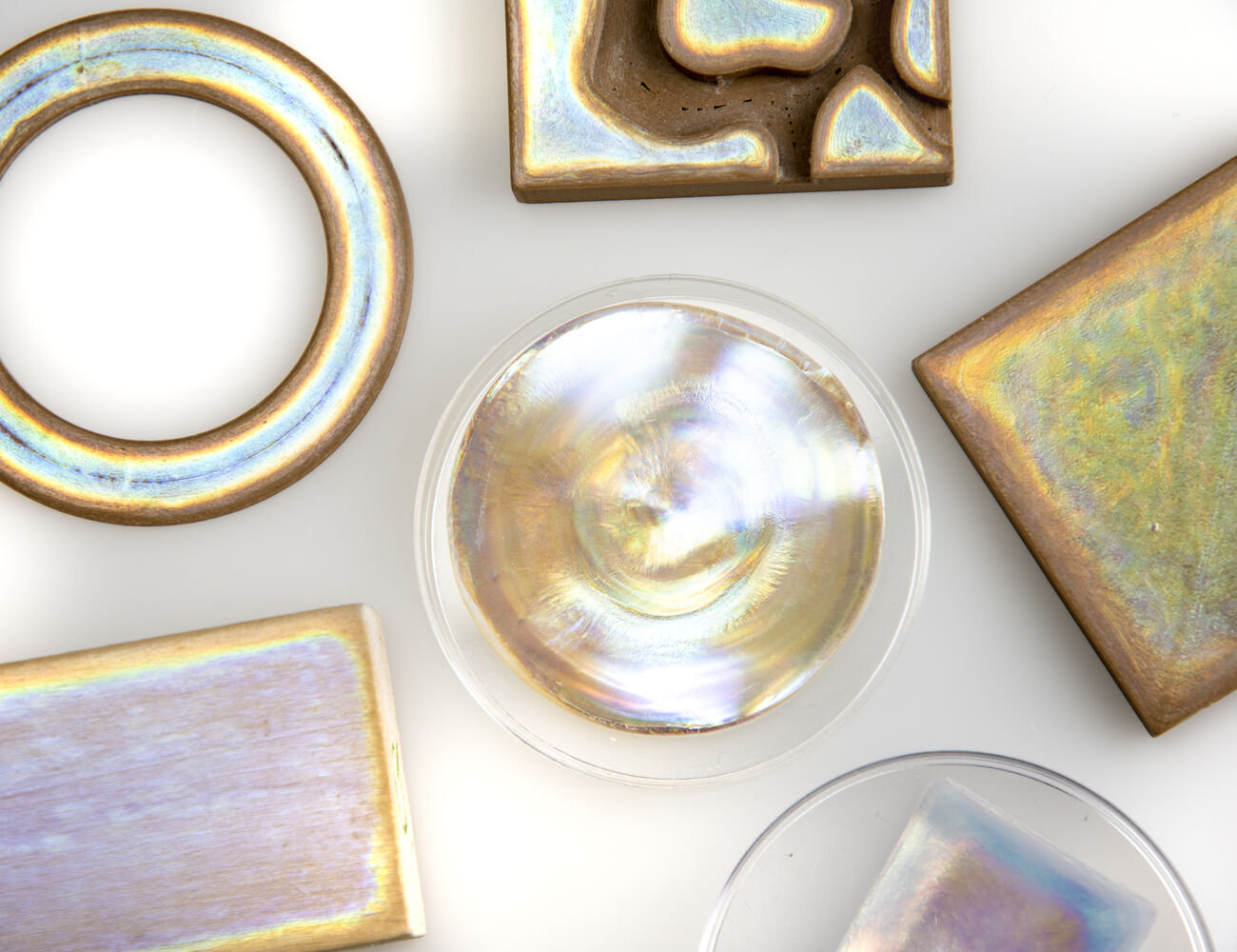 Wood-based structural shimmering wood colour has no colour pigments. Photo: Valeria Azovskaya