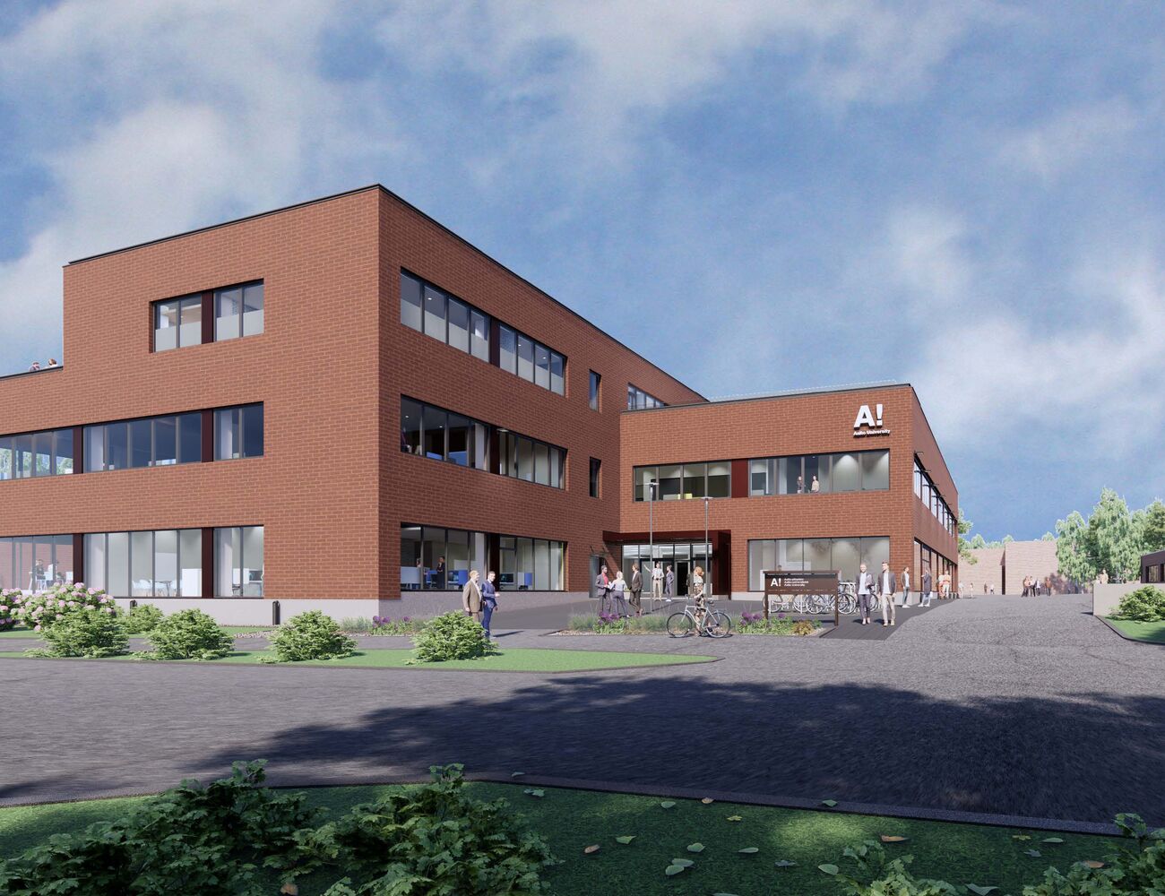 Illustration image of Aalto Works block K3 building facade on a sunny day