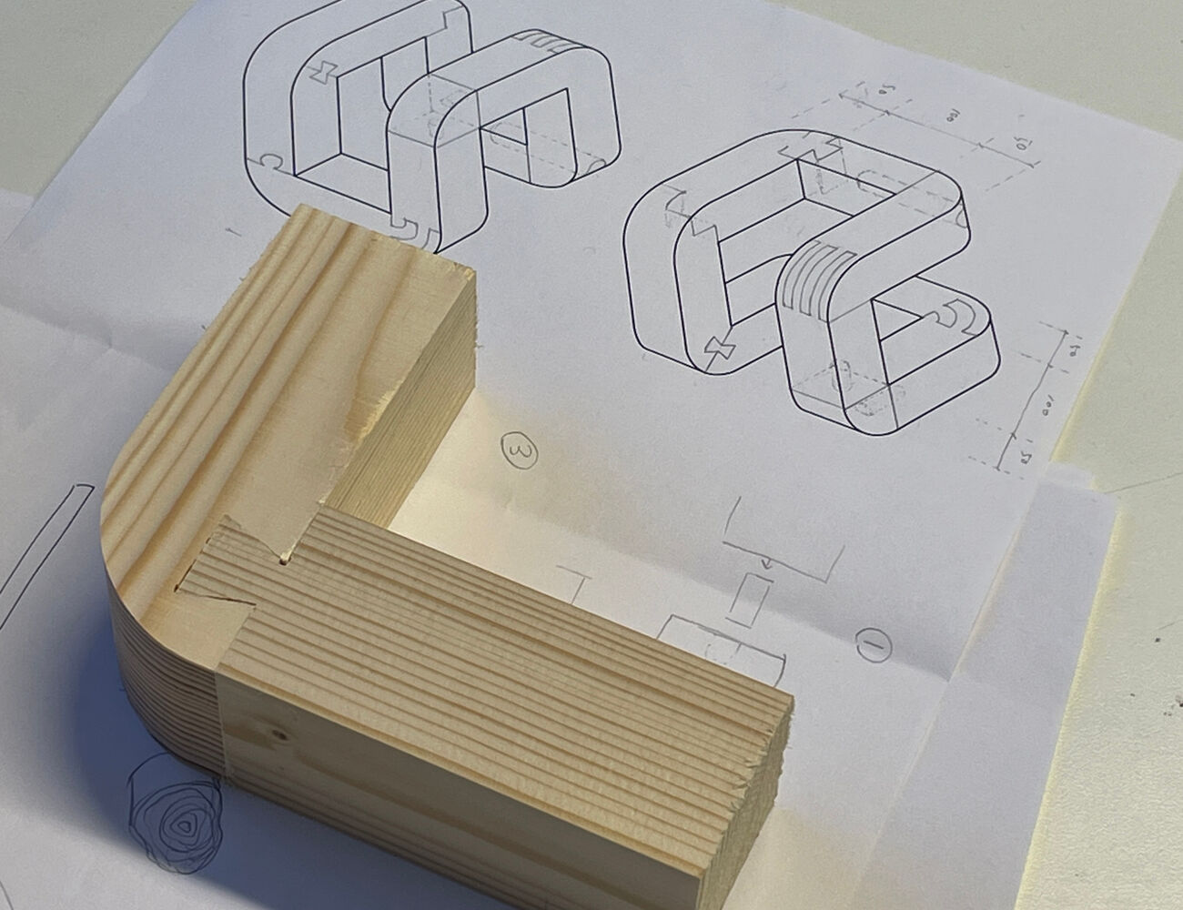 Image of joint test piece with printed drawings