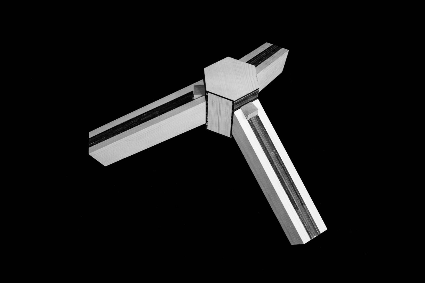 Wooden joint made of laminated laser cut plywood