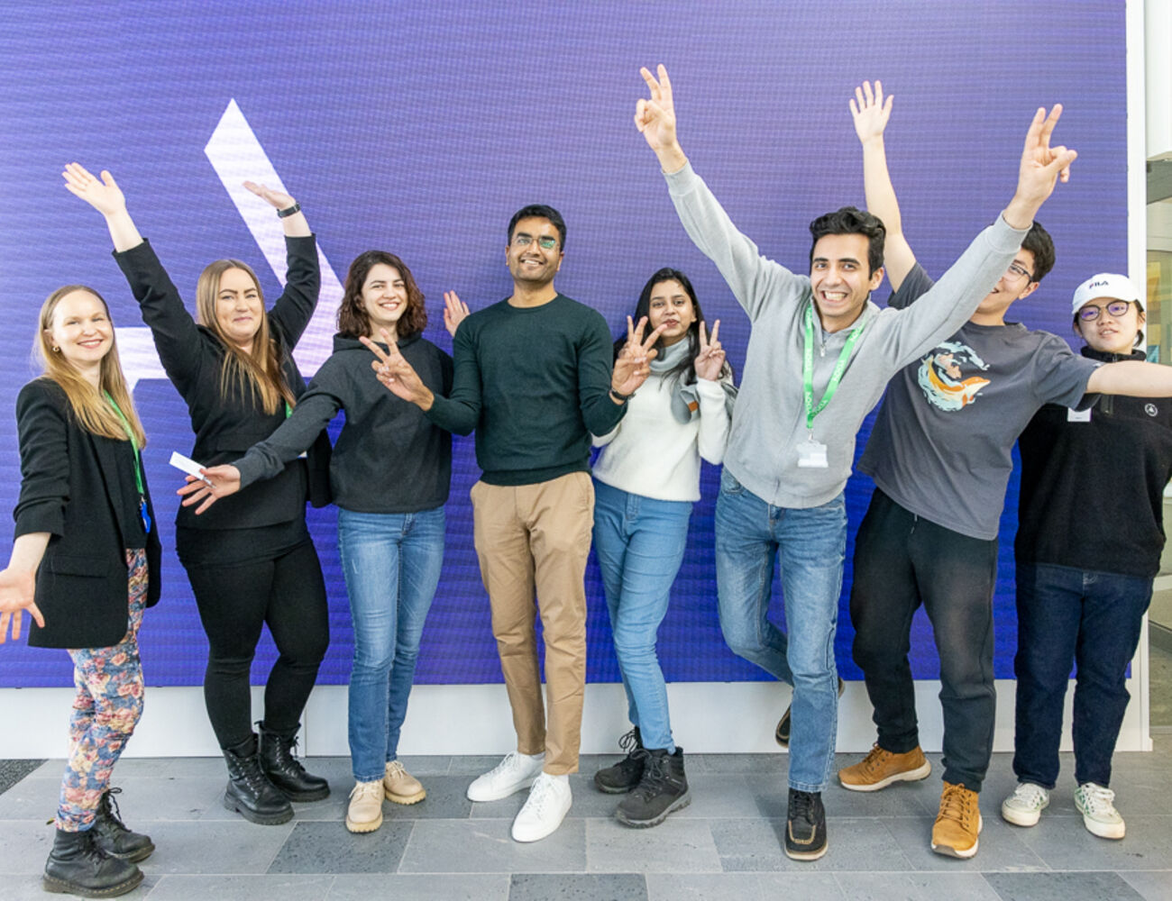 A group of students standing in a row