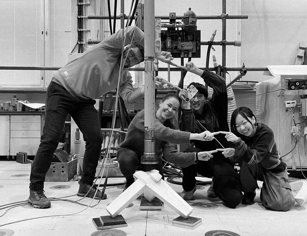 Students posing with their wooden joint