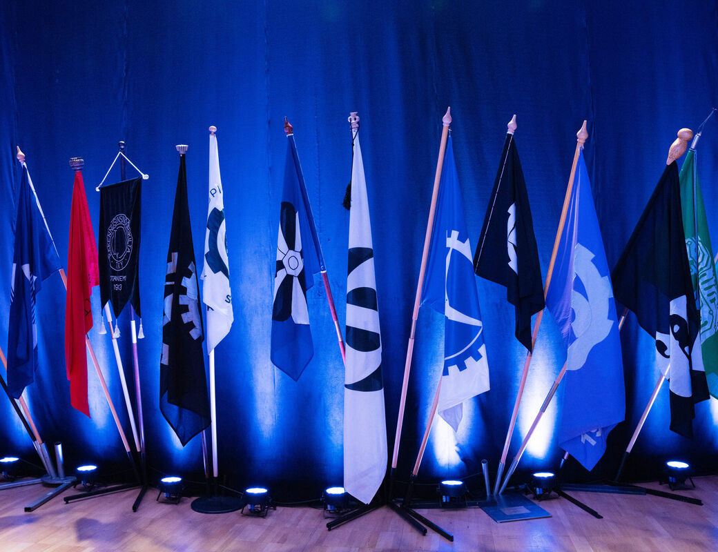 Guilds' flags on stage