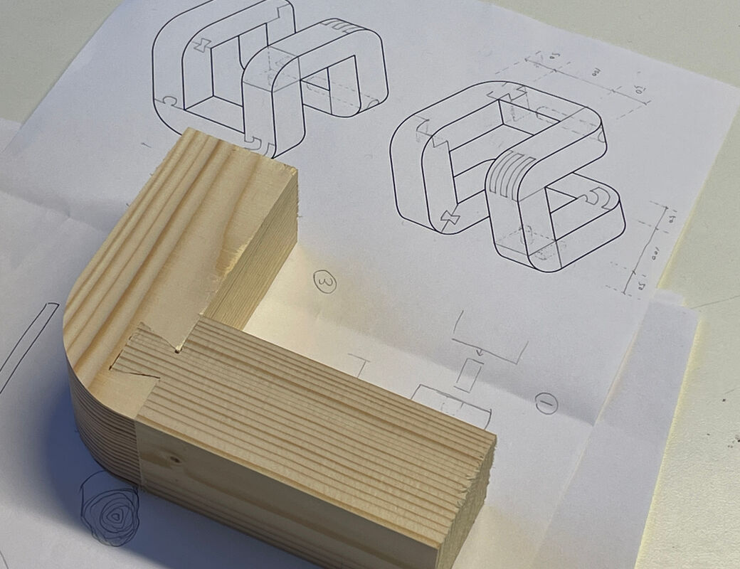 Image of joint test piece with printed drawings