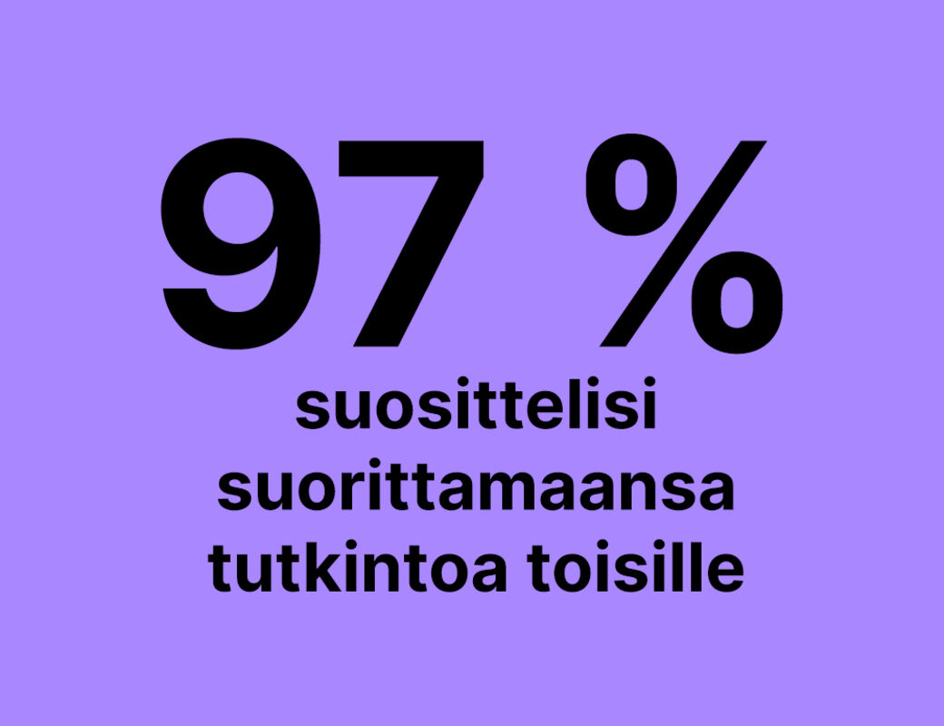 97 % suosittelisi suorittamaansa tutkintoa toisille