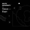 Aalto Talent Expo main illustration. black and white. Designer Babi Brasileiro 10