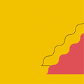 Illustration, red shape on a yellow background. / Graphic designer Babi Brasileiro.