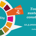 Aalto Sustainability Talks colourful circle-logo, turquoise background: Towards sustainable construction, 12.3.2021/9:00-10:15 Online-webinar..
