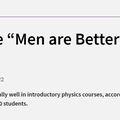 Article heading confirming equal performance of men and women in physics