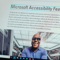 A laptop screen with an article titled Microsoft accessibility features