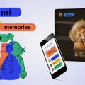 Concept image of Mimi showing the connection between elderly, loved ones and the GP as well as the smart phone and touch screen for using Mimi