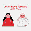 Illustration with the text: Let's move forward with Sisu.