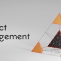 Product management logo, with text and a tetrehedron