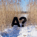 Aalto 3D logo, campus, winter, photo by Anni Kaaria