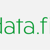 Green text Fairdata.fi and a tree supporting a blue sphere with small binary numbers on it
