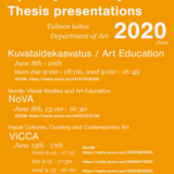 Department of Art Thesis Presentations poster. Orange poster, white text.