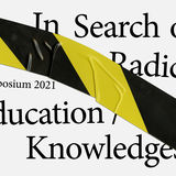 Black font with the title of event arranged on white back ground and crossed by black and yellow construction tape