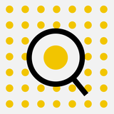 Yellow dots and a magnifying glass