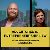 Cover image for the 'Adventures in Entrepreneurship Law' online course with Kalle Airo and Petra Hietanen-Kunwald on the photo
