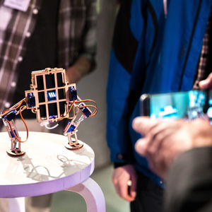 A student-built robot on display at Mechatronic Circus 2018