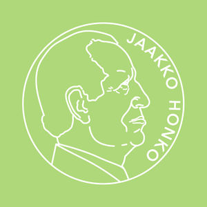 Jaakko Honko -luennon virallinen tunnus. Kuvassa Kansleri Jaakko Hongon profiili vihreällä, Kauppakorkeakoulun tunnusvärisellä, taustalla