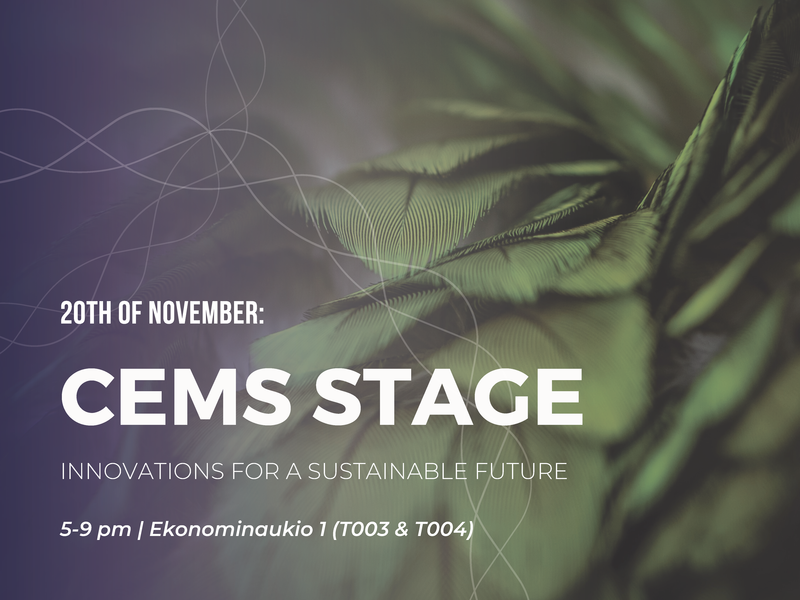 The picture shows the invitation to a CEMS Stage event on November 20, 2019. 