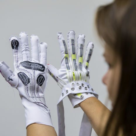 Smart gloves in Wearable Systems Lab, Aalto University. Image: Mikko Raskinen/Aalto University