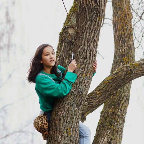A girl on a tree