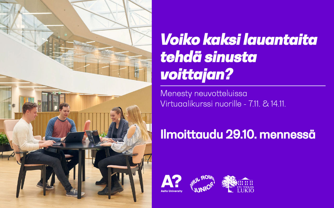Aalto Junior Negotiation Course Banner