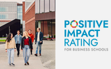 Students outside and Positive Impact Rating logo