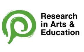 Research in Arts and Education logo. Green spiral.