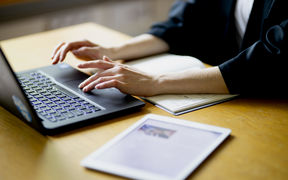 Illustrative picture: woman and a laptop
