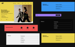 individual component layouts with different brand colours