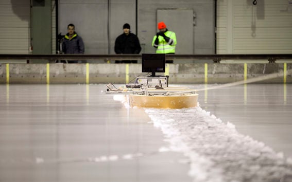 Research machine surfing on the ice at the Aalto Ice Tank.