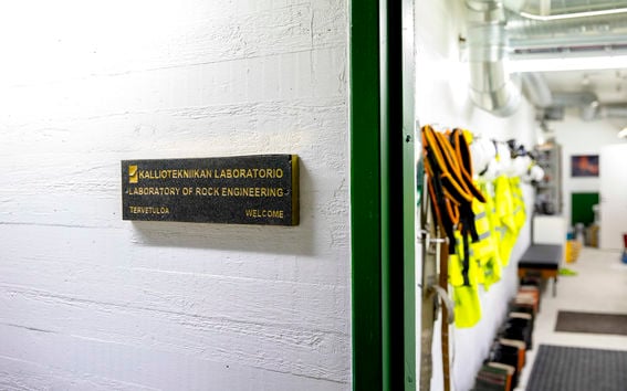 Entrance to the rock engineering laboratory.